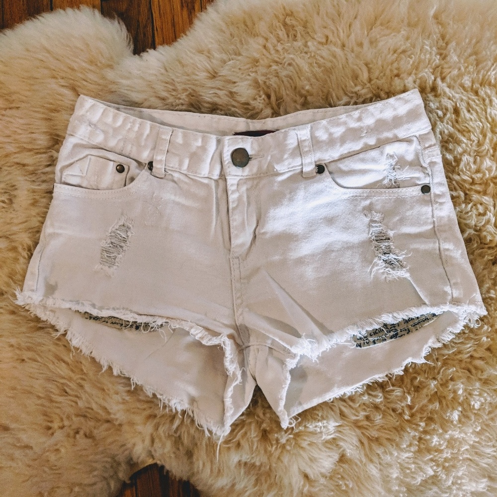 White cut-off shorts